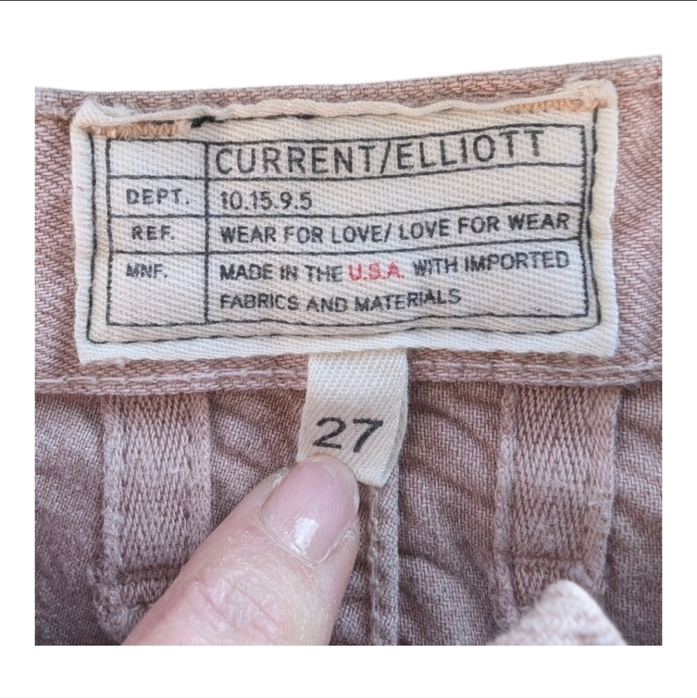 Current Elliott Denim Shorts Low Rise Muted Pink Distressed Size 27 Made In USA - Picture 5 of 6